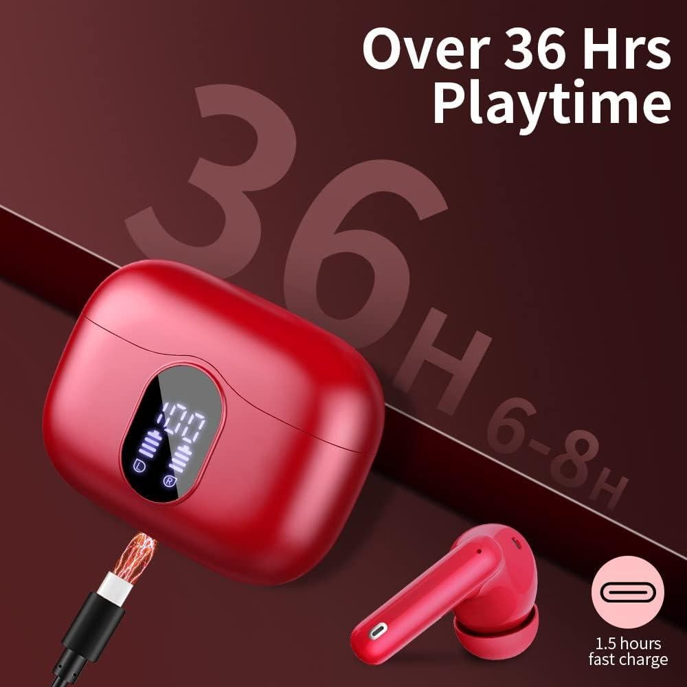 Auriculares Inalámbricos Btootos A90 Pro Bluetooth 5.4 Rojo