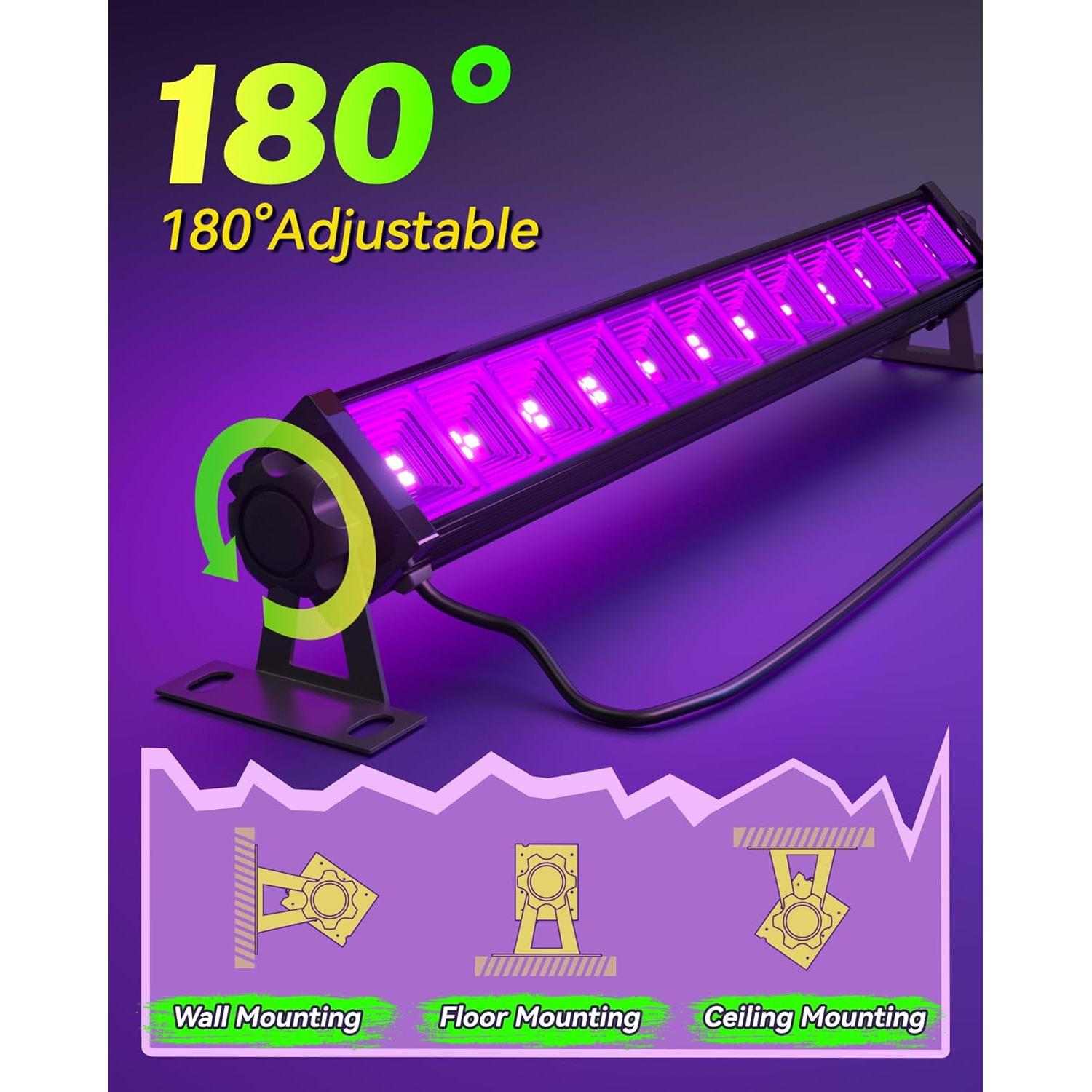 Barra de luz negra LED Linstaine 42W 1.83m para fiestas