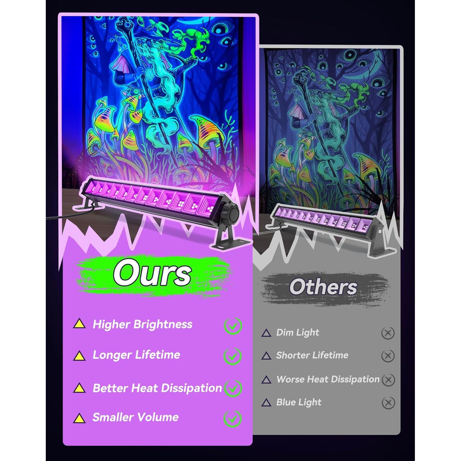 Barra de luz negra LED Linstaine 42W 1.83m para fiestas