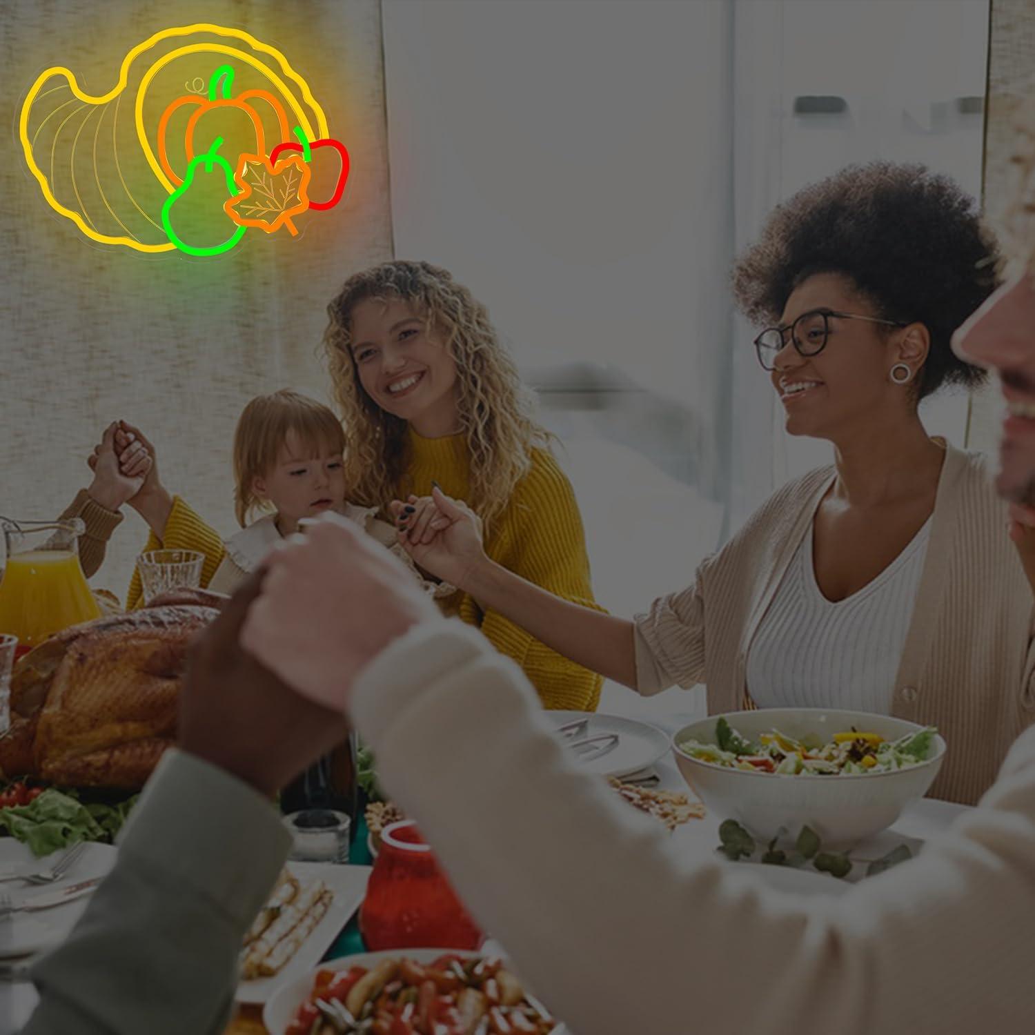 Cartel de Neón Led Cornucopia para Decoración de Acción de Gracias