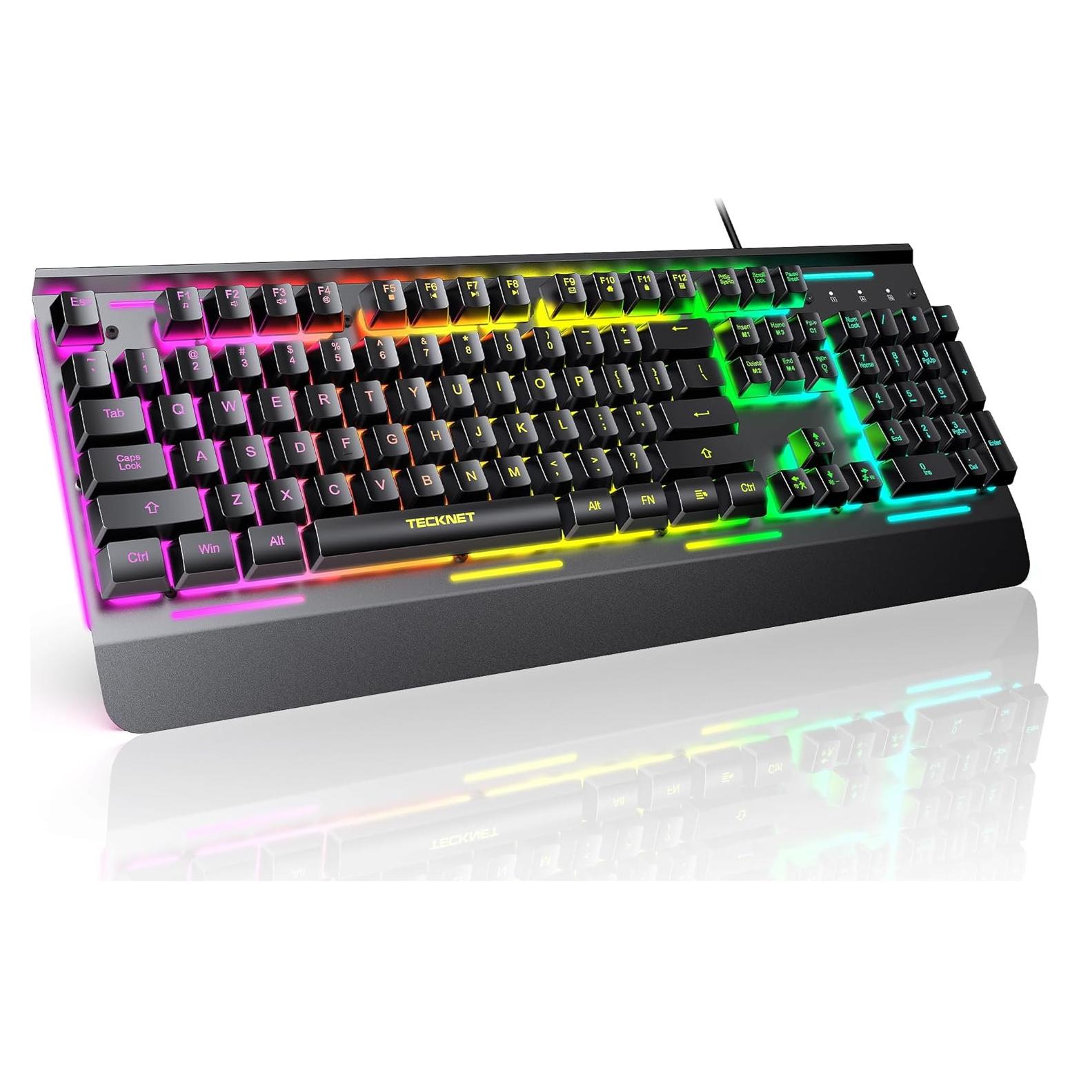 Teclado Gaming TECKNET USB Retroiluminado 7 Colores Silencioso