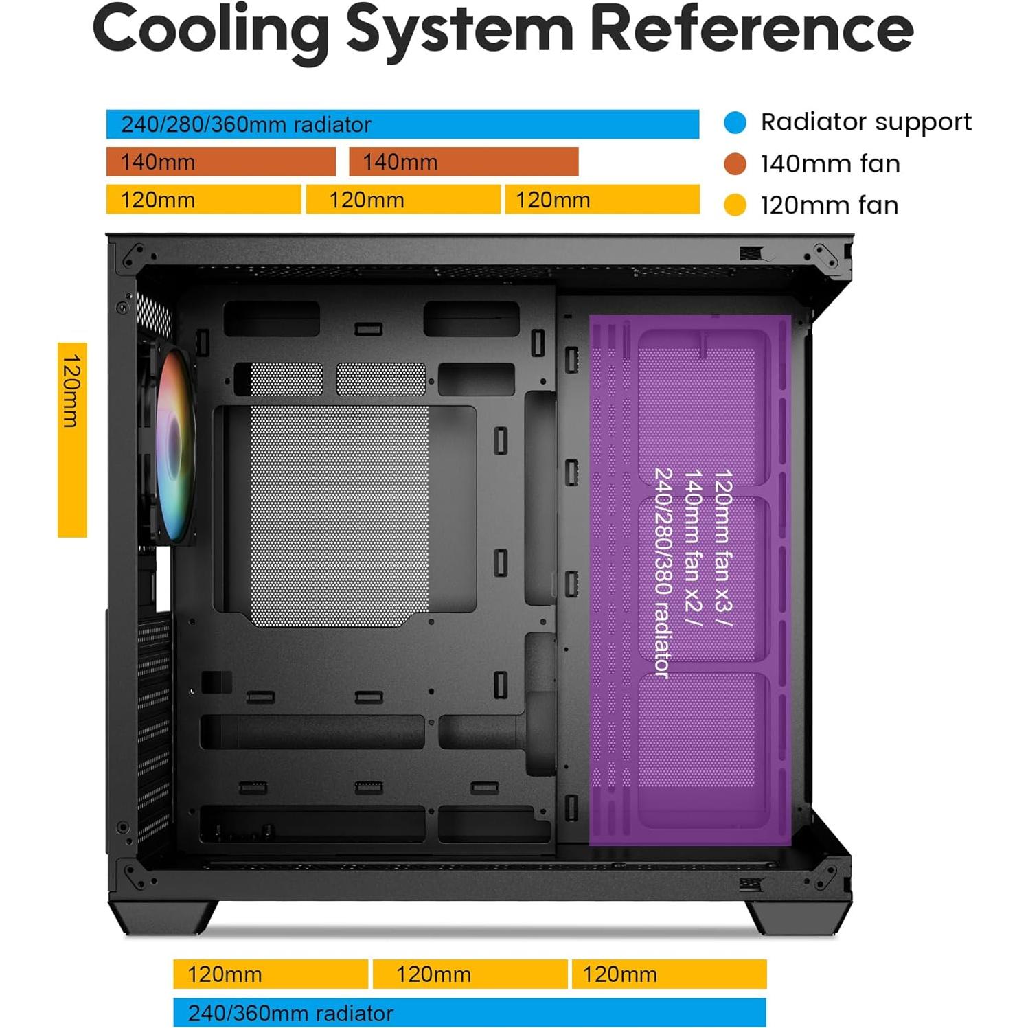 Caja de PC ATX Vetroo AL900 con vidrio templado 270°
