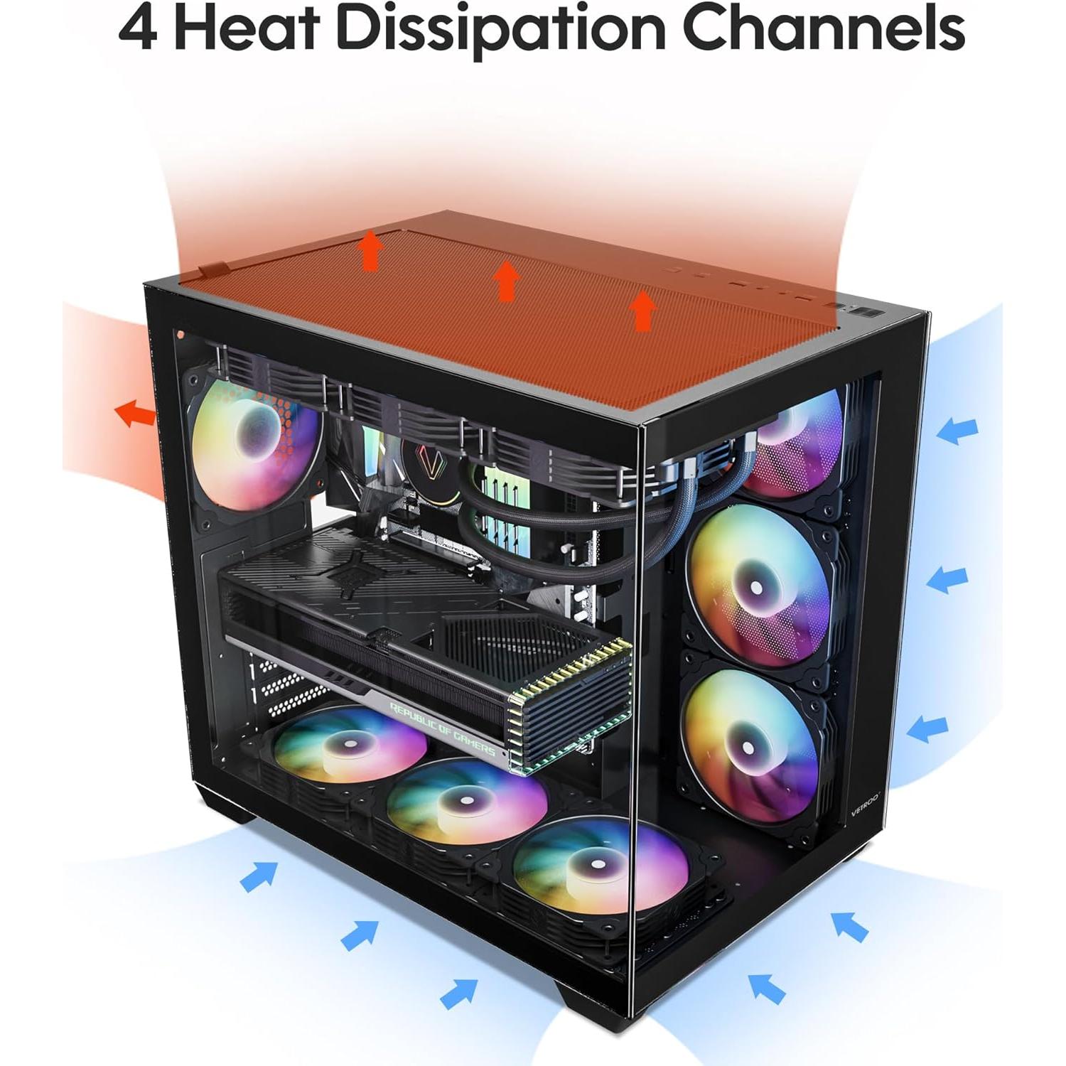 Caja de PC ATX Vetroo AL900 con vidrio templado 270°