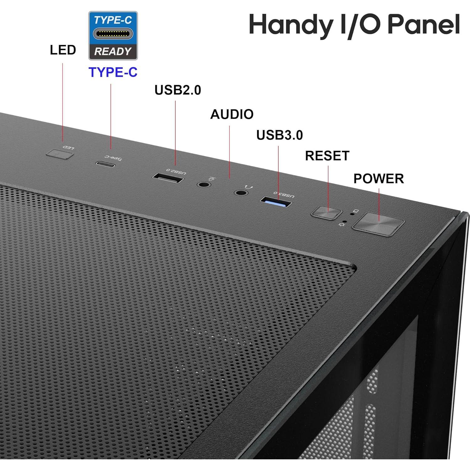 Caja de PC ATX Vetroo AL900 con vidrio templado 270°