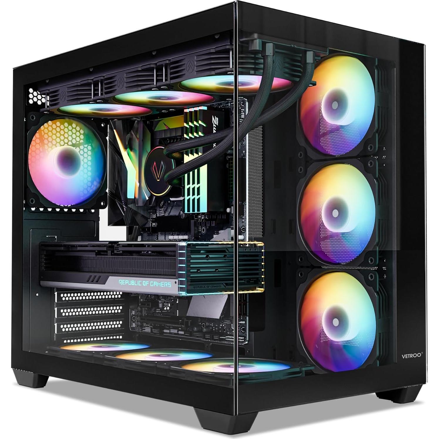 Caja de PC ATX Vetroo AL900 con vidrio templado 270°