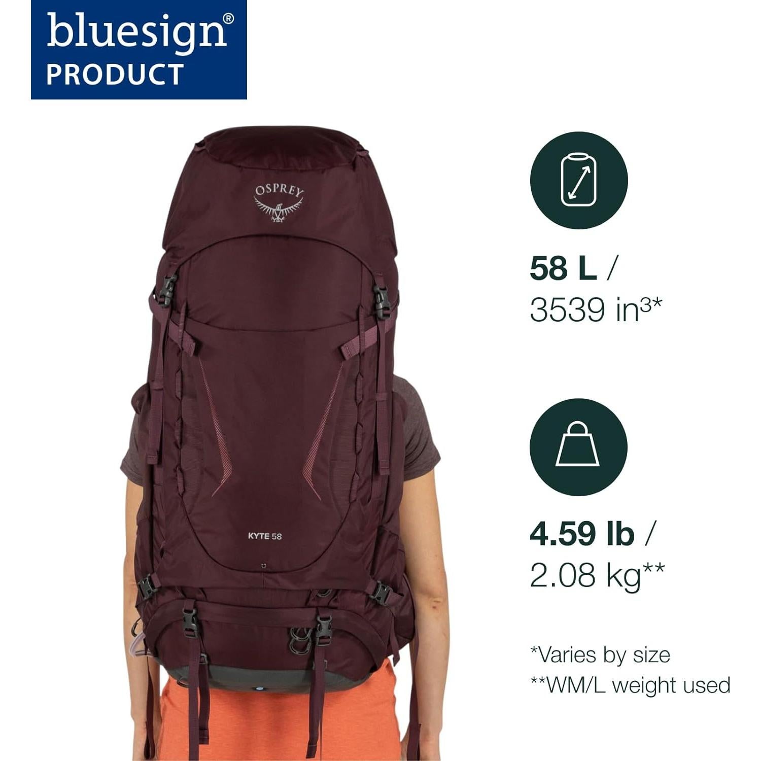 Mochila de Senderismo Osprey Kyte 58L para Mujeres Negra