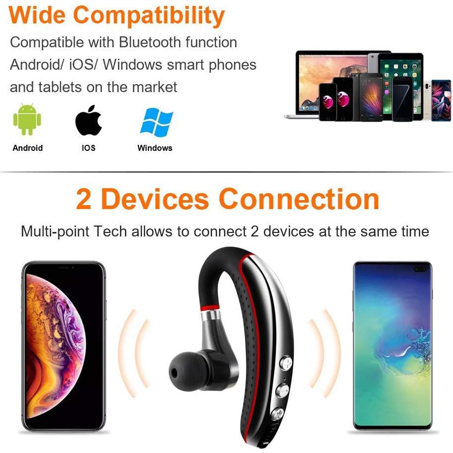 Auricular Bluetooth Inalámbrico Valear A8 Rojo con Cancelación de Ruido