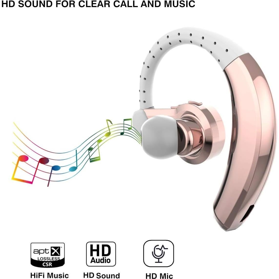 Auricular Inalámbrico PONYBRO T9 Oro Rosa, Sonido HiFi, 8 Horas