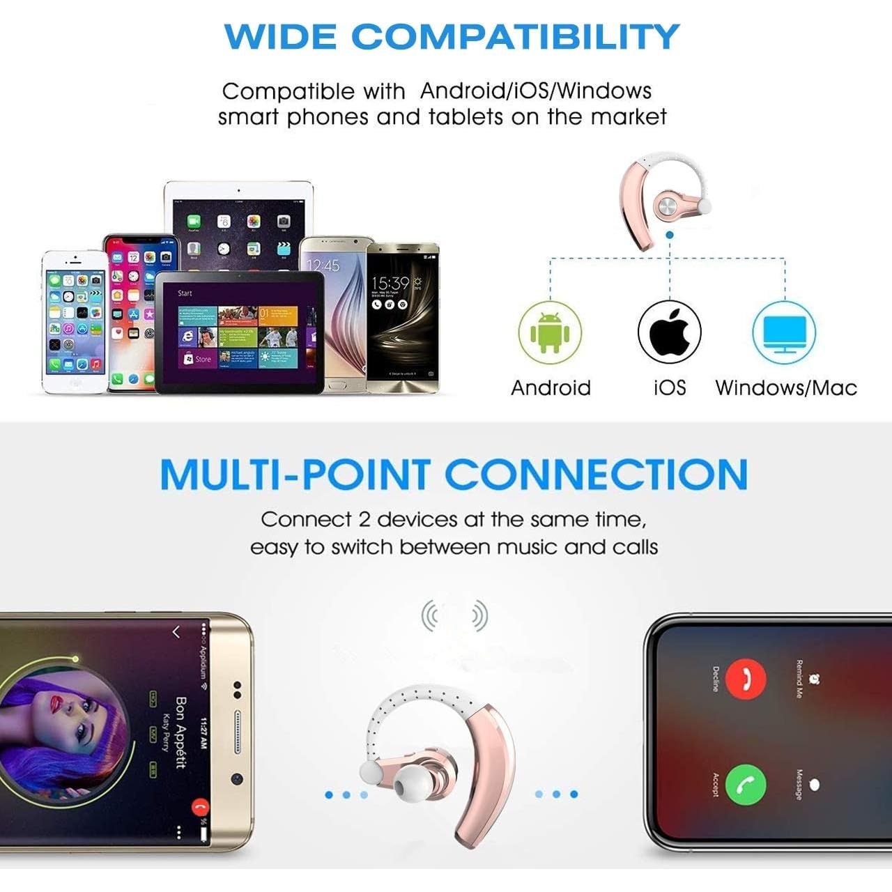 Auricular Inalámbrico PONYBRO T9 Oro Rosa, Sonido HiFi, 8 Horas