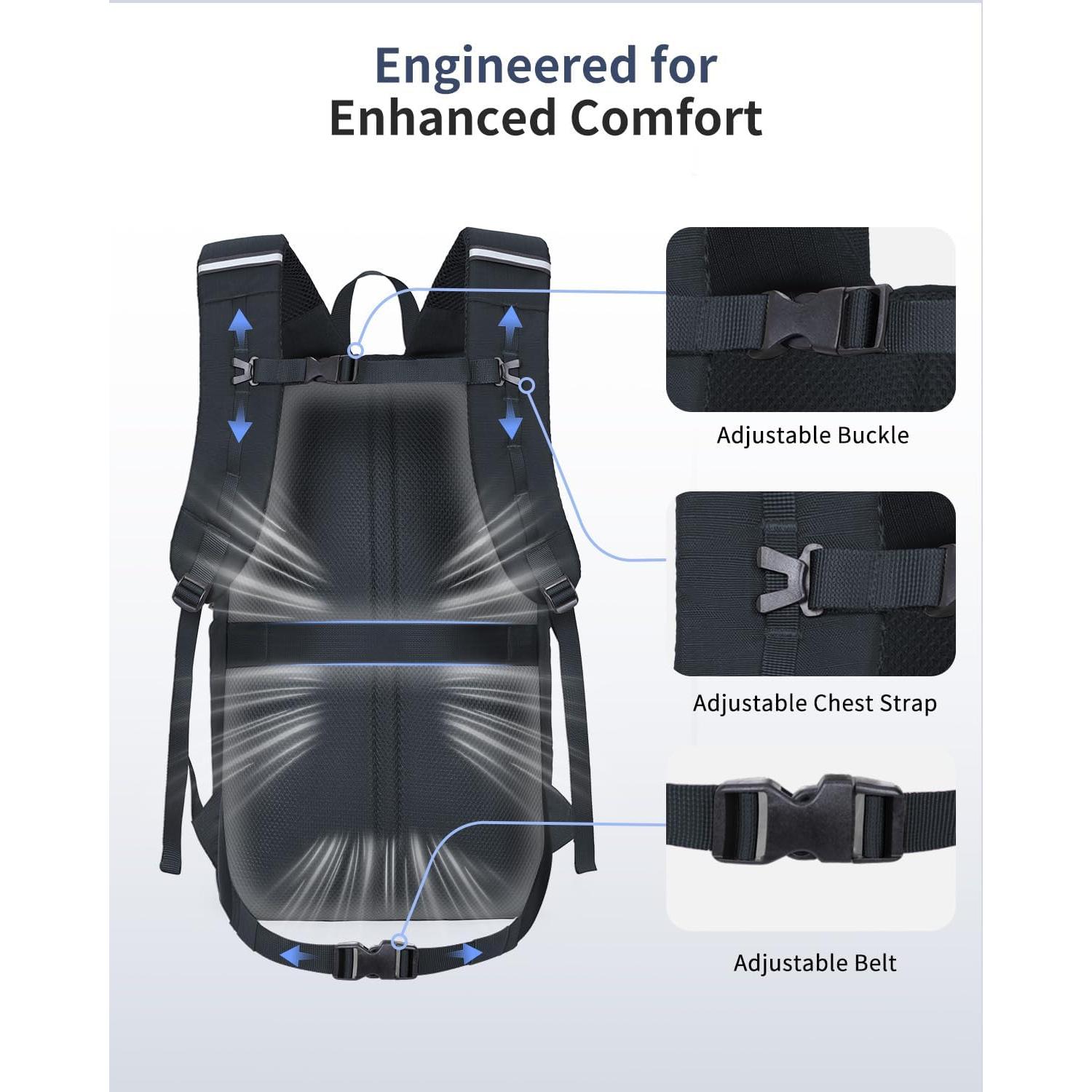 Mochila de Senderismo ECOHUB 30L Resistente al Agua Negra