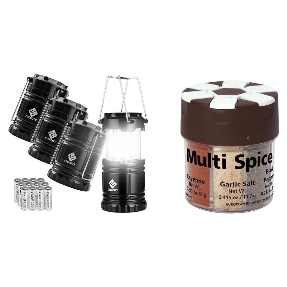Paquete 4 Linternas Camping Etekcity + Shaker Especias Coghlan