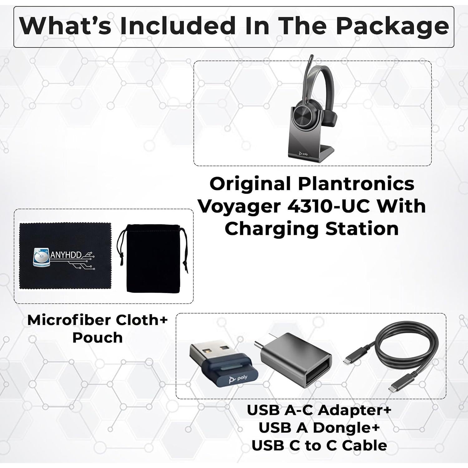 Auricular Inalámbrico Poly Voyager 4310 UC con Base de Carga