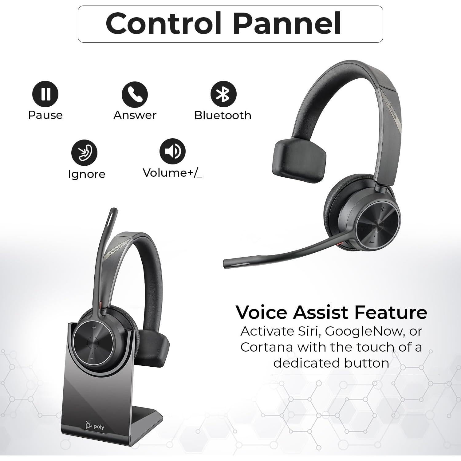 Auricular Inalámbrico Poly Voyager 4310 UC con Base de Carga