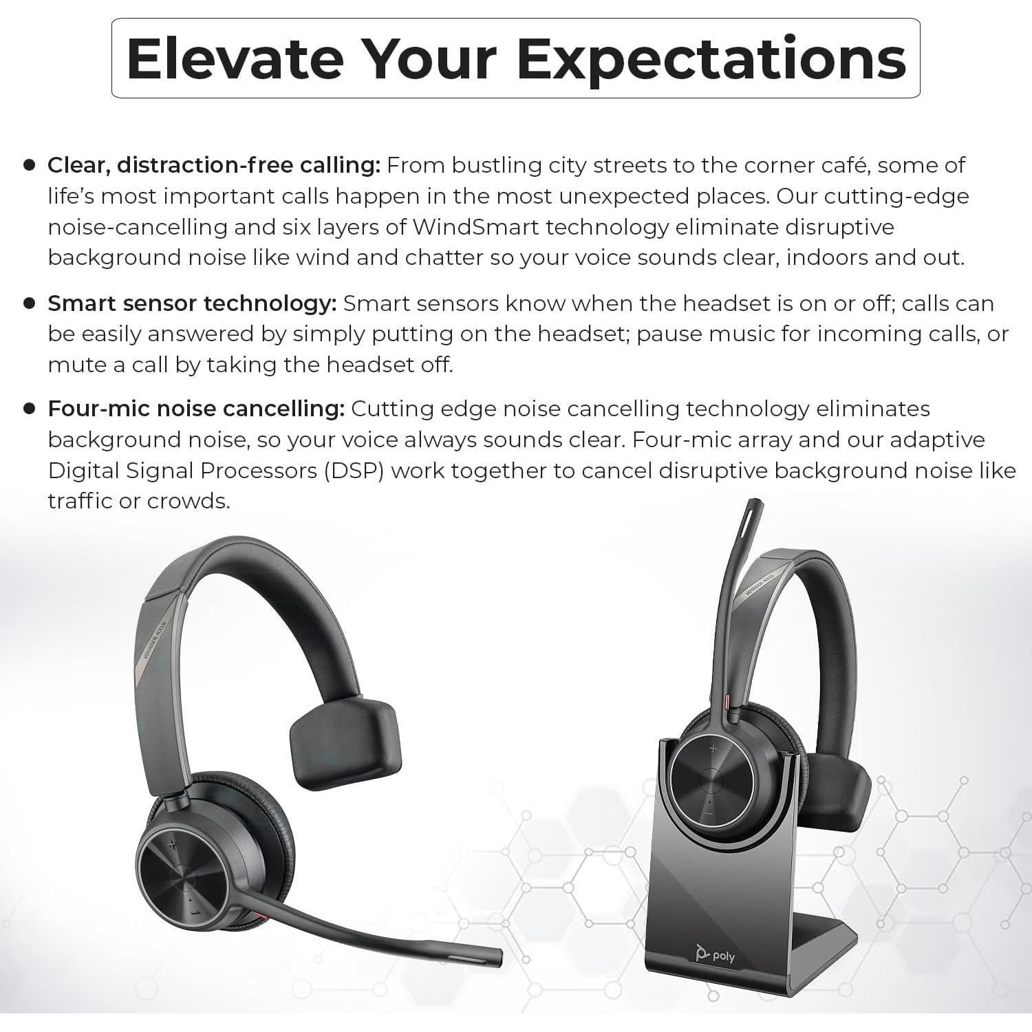 Auricular Inalámbrico Poly Voyager 4310 UC con Base de Carga