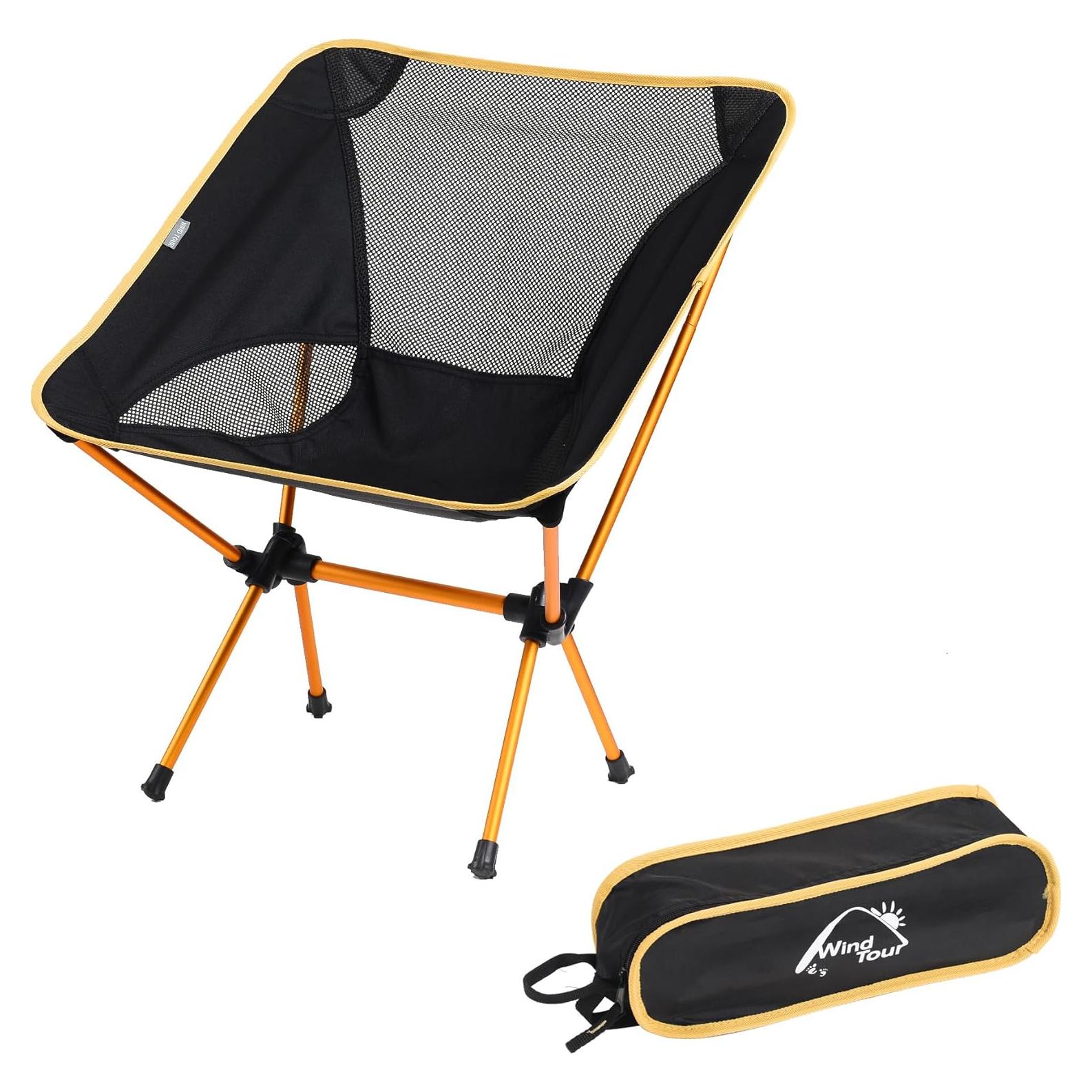 Silla de Camping Plegable Wind Tour Oro Ultra Ligero 1.31 kg