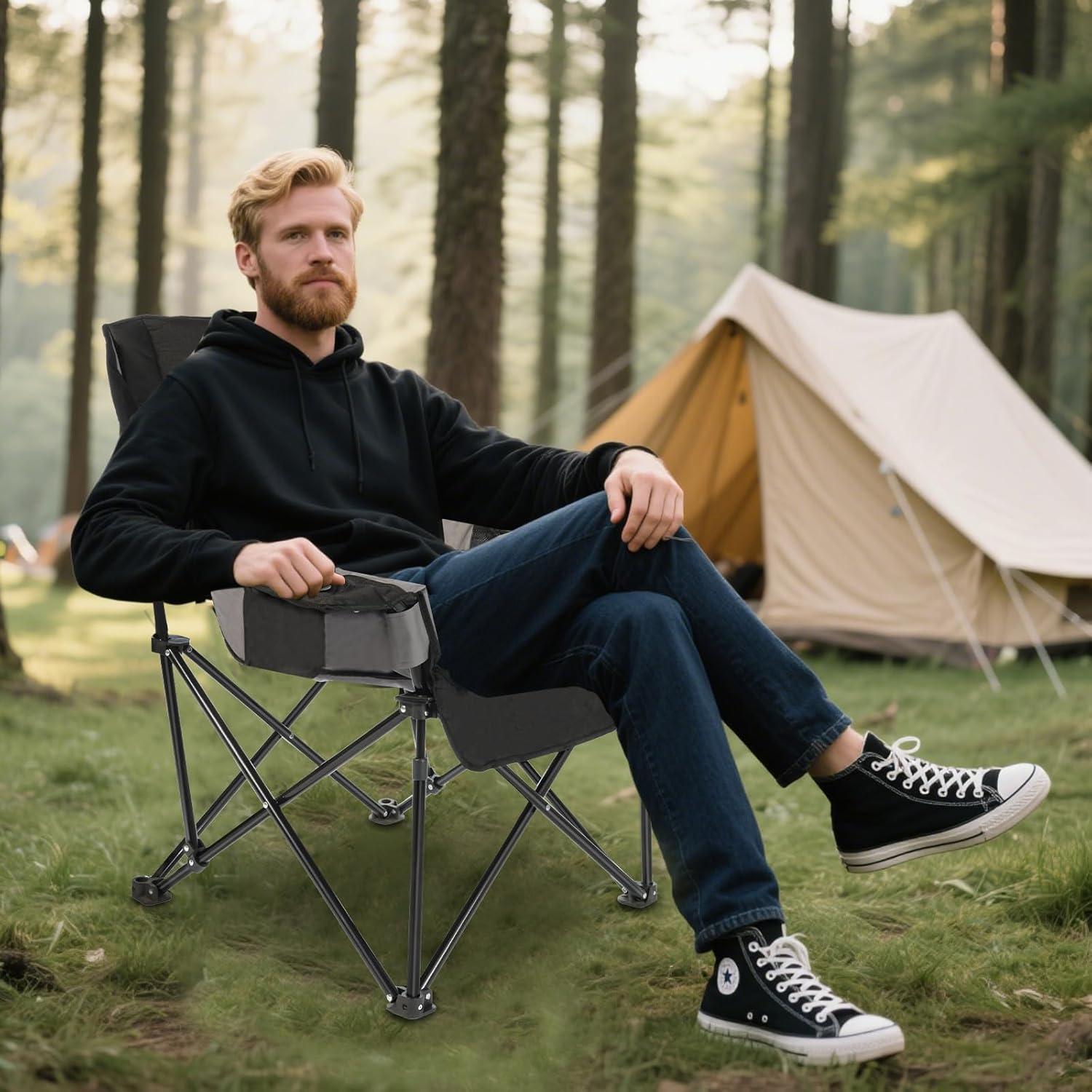 Silla de Camping Plegable DongLaiGo Gris Pizarra 181kg