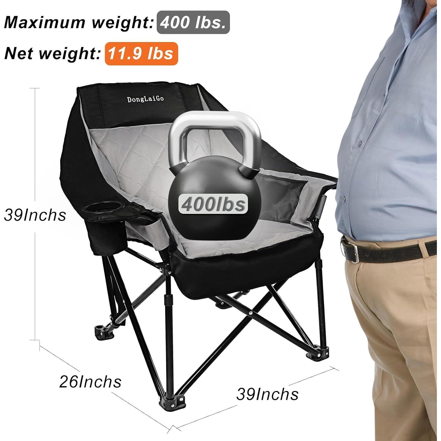 Silla de Camping Plegable DongLaiGo Gris Pizarra 181kg