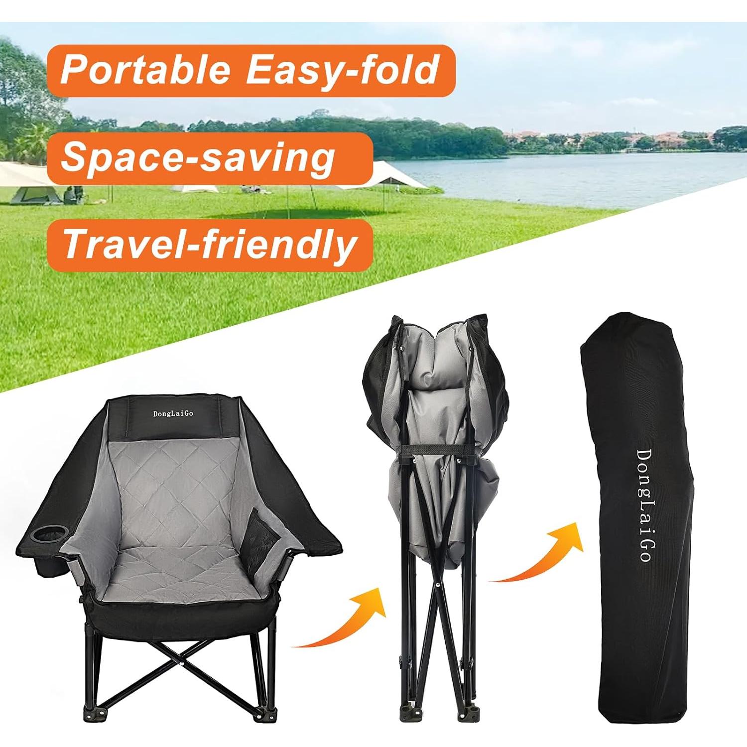 Silla de Camping Plegable DongLaiGo Gris Pizarra 181kg