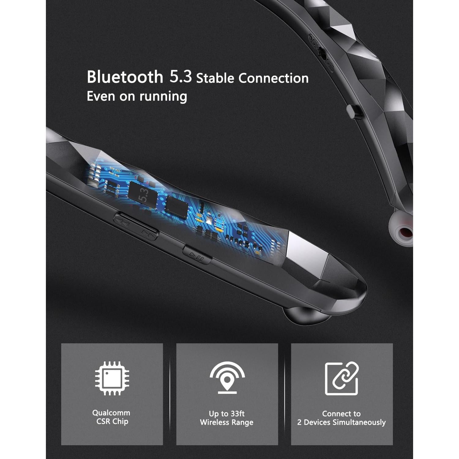 Auriculares Bluetooth Finpola BBH919 Retráctiles IPX5 con Cancelación de Ruido