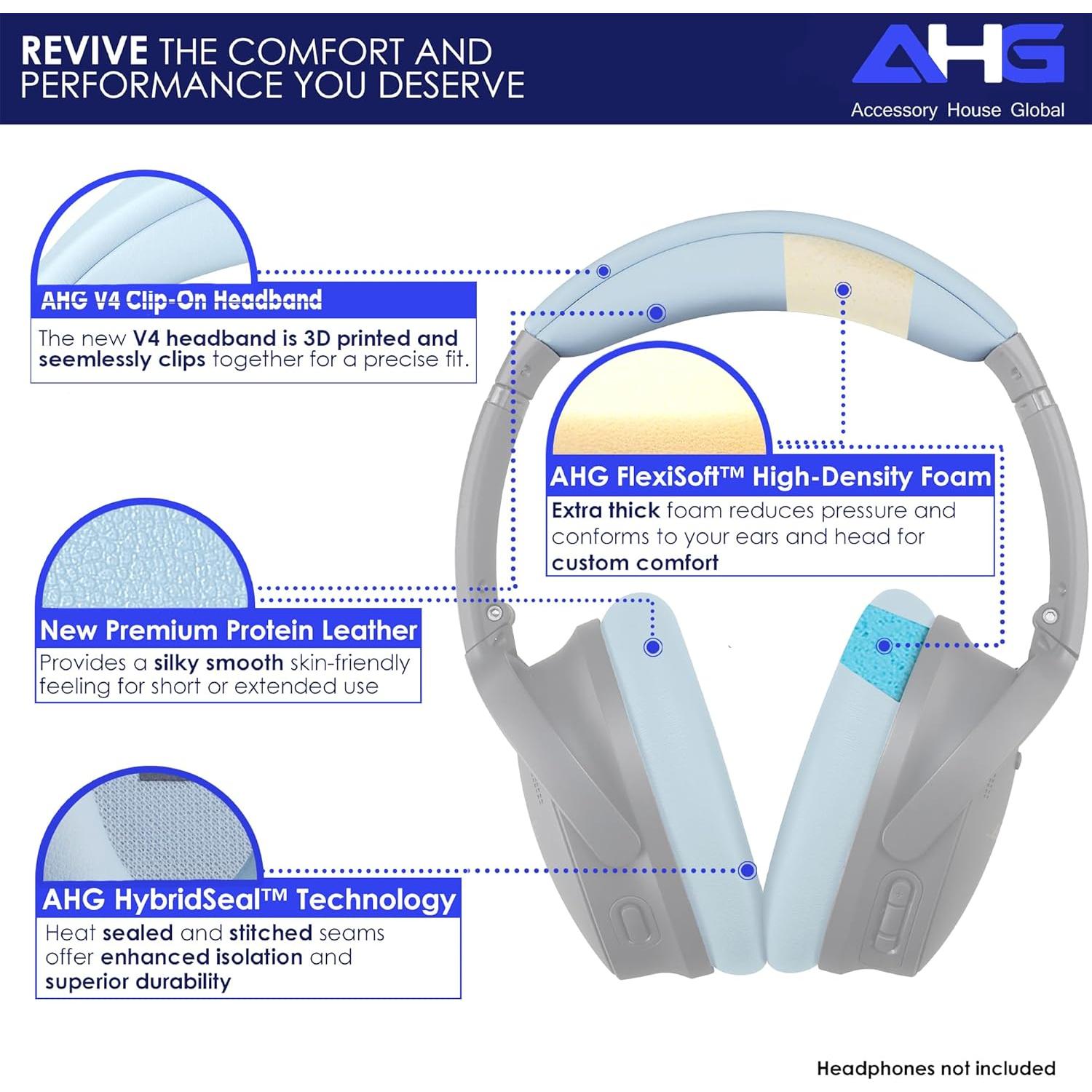 Almohadillas y diadema de reemplazo AHG para Bose QC45 QC35 II