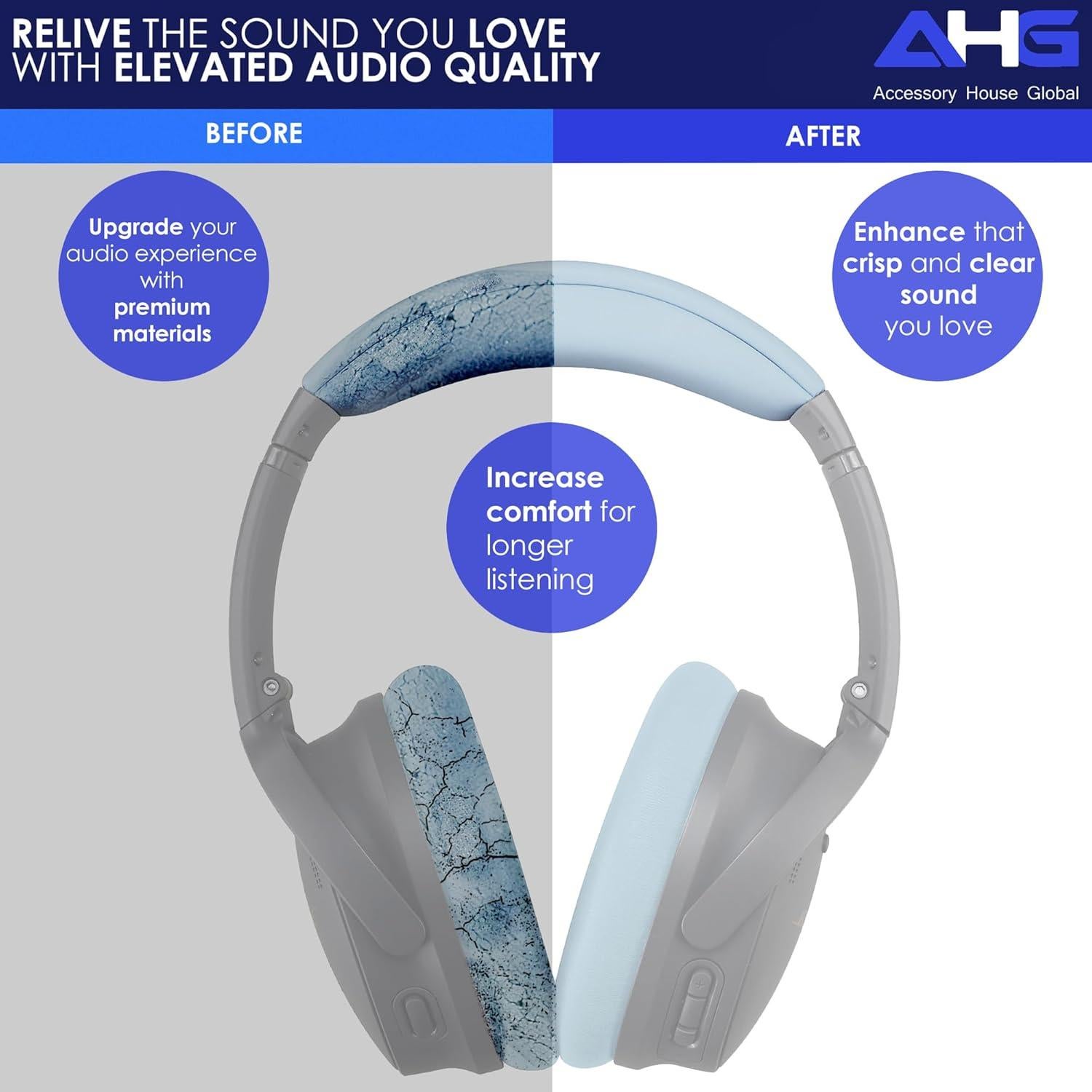 Almohadillas y diadema de reemplazo AHG para Bose QC45 QC35 II