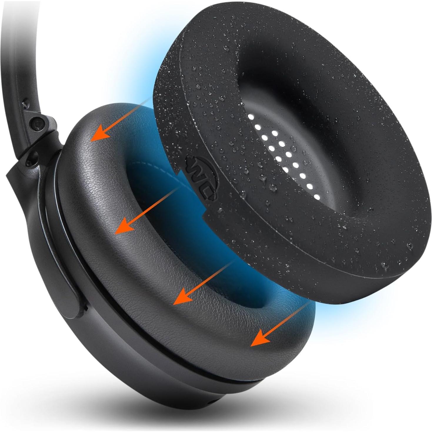 Fundas de Almohadilla WC SweatZ para Bose QuietComfort - Negro