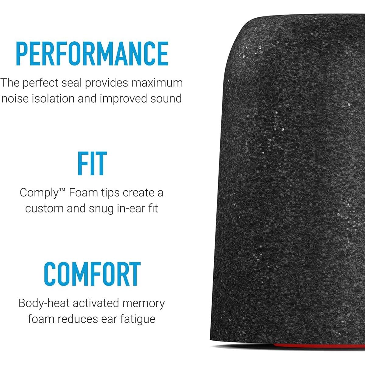 Puntas de espuma viscoelástica Comply para auriculares - Negro, Grande (3 pares)
