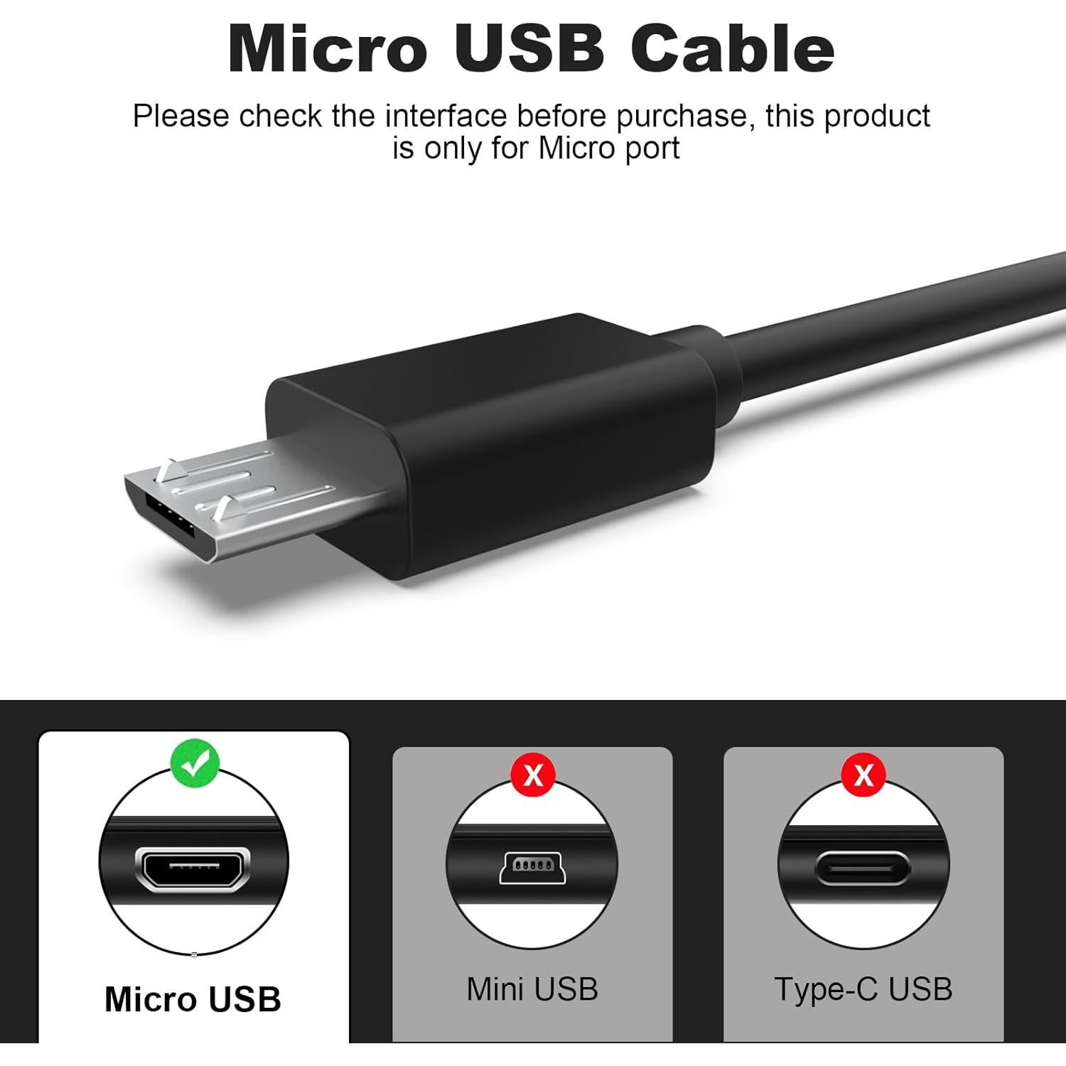 Cable de Carga Micro USB Zosvoses para Bose QC35 y QC25 - 25 cm