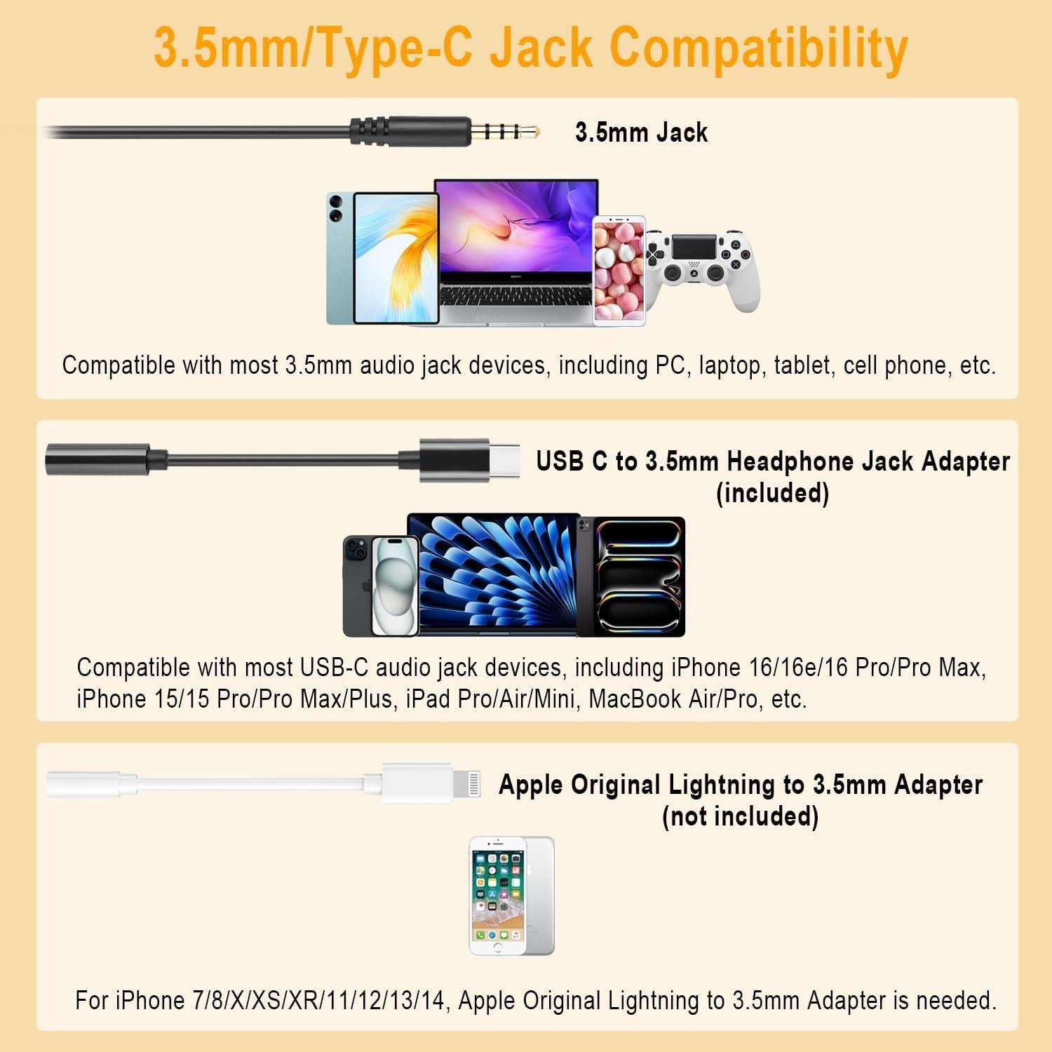 Auricular con cable Weatwo W520M 3.5mm y USB-C con micrófono