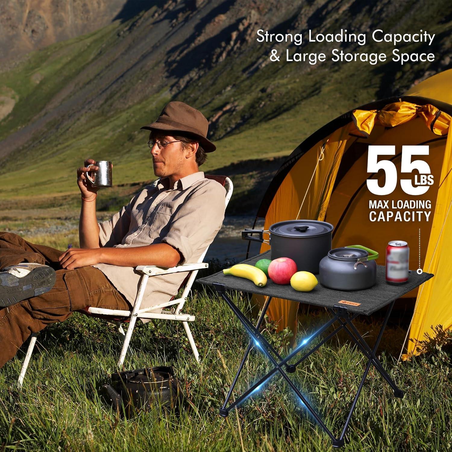 Mesa de Camping Plegable VILLEY VY133106 Negra 56 cm 1.25 kg