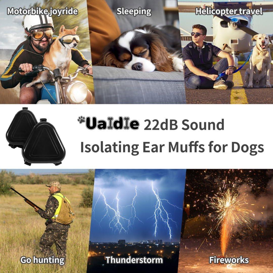 Orejeras para Perros Uaidie - Canceladoras de Ruido, Negro