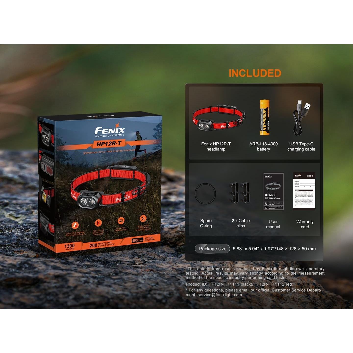 Linterna Frontal Fenix HP12R-T 1300 Lúmenes LED USB-C Rojo