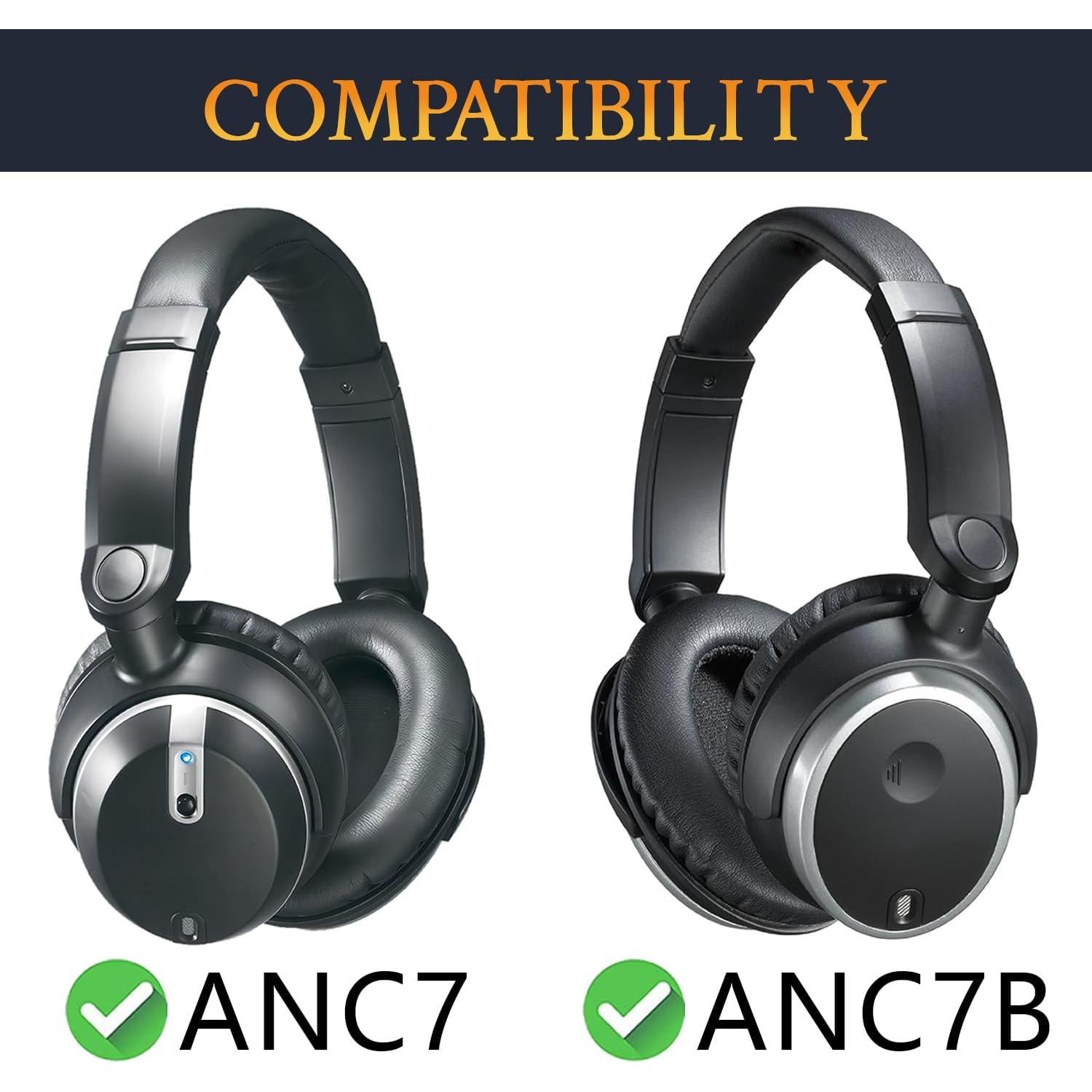 Almohadillas de Repuesto SOULWIT para Auriculares Audio-Technica ATH-ANC7/ANC7B - Cuero de Proteína y Espuma Densa