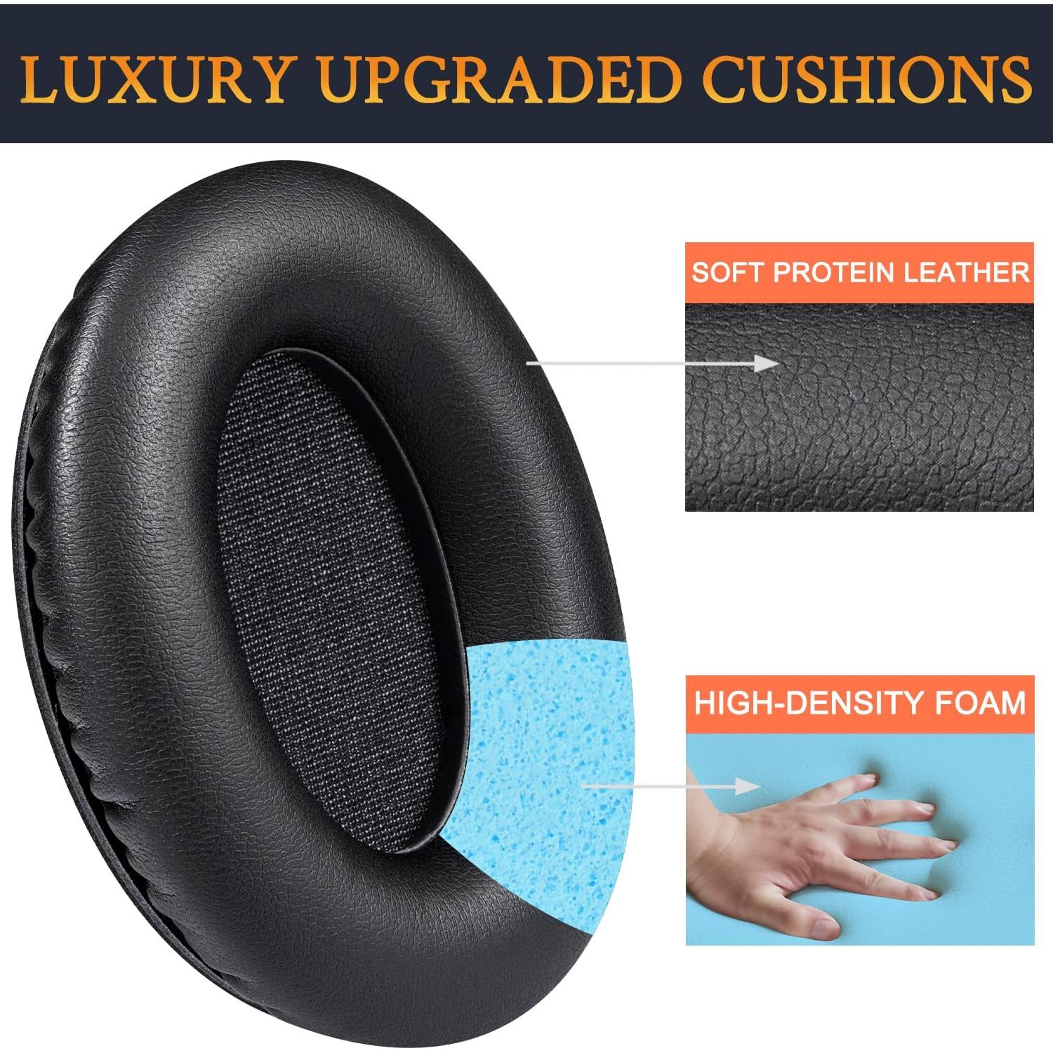 Almohadillas de Repuesto SOULWIT para Auriculares Audio-Technica ATH-ANC7/ANC7B - Cuero de Proteína y Espuma Densa