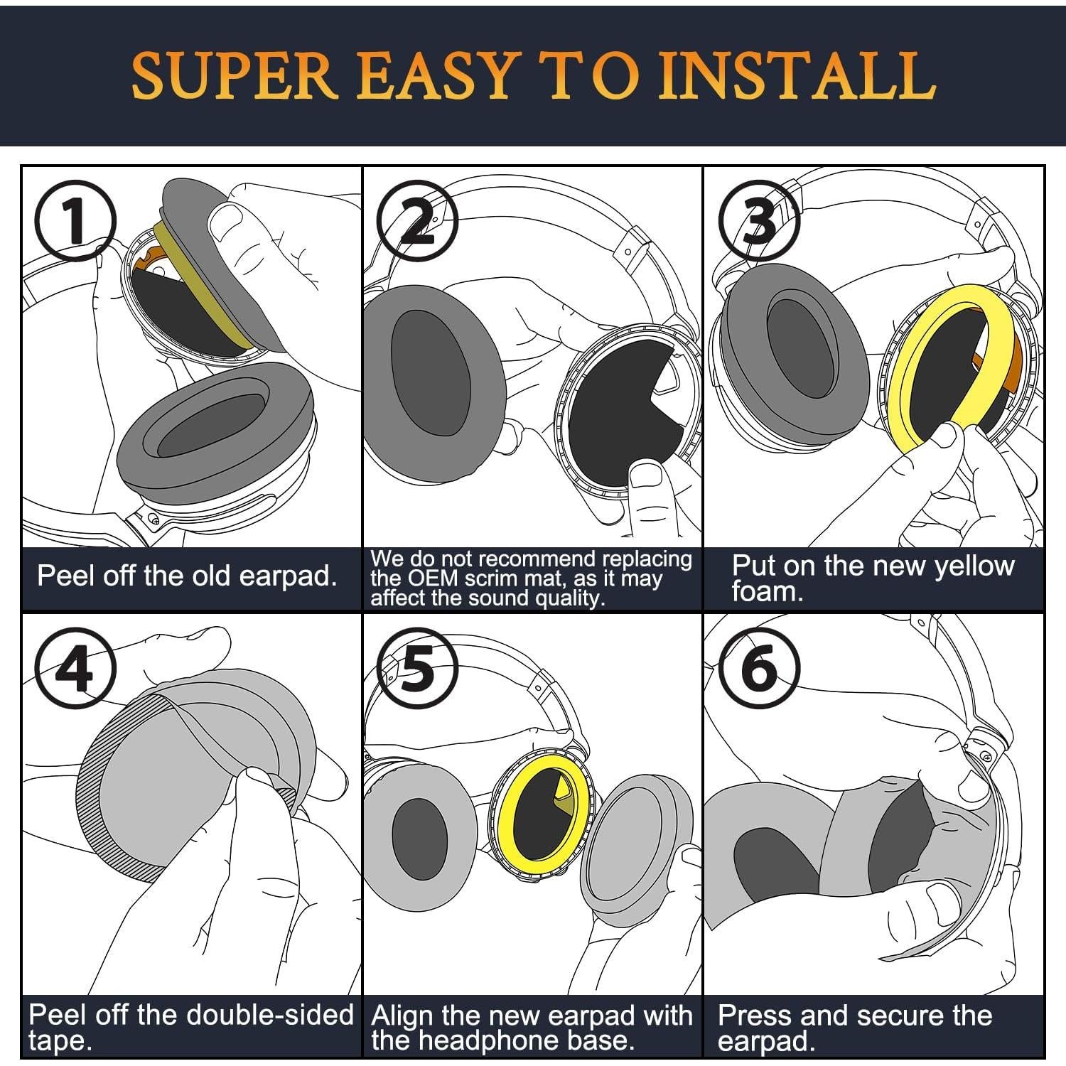 Almohadillas de Repuesto SOULWIT para Auriculares Audio-Technica ATH-ANC7/ANC7B - Cuero de Proteína y Espuma Densa