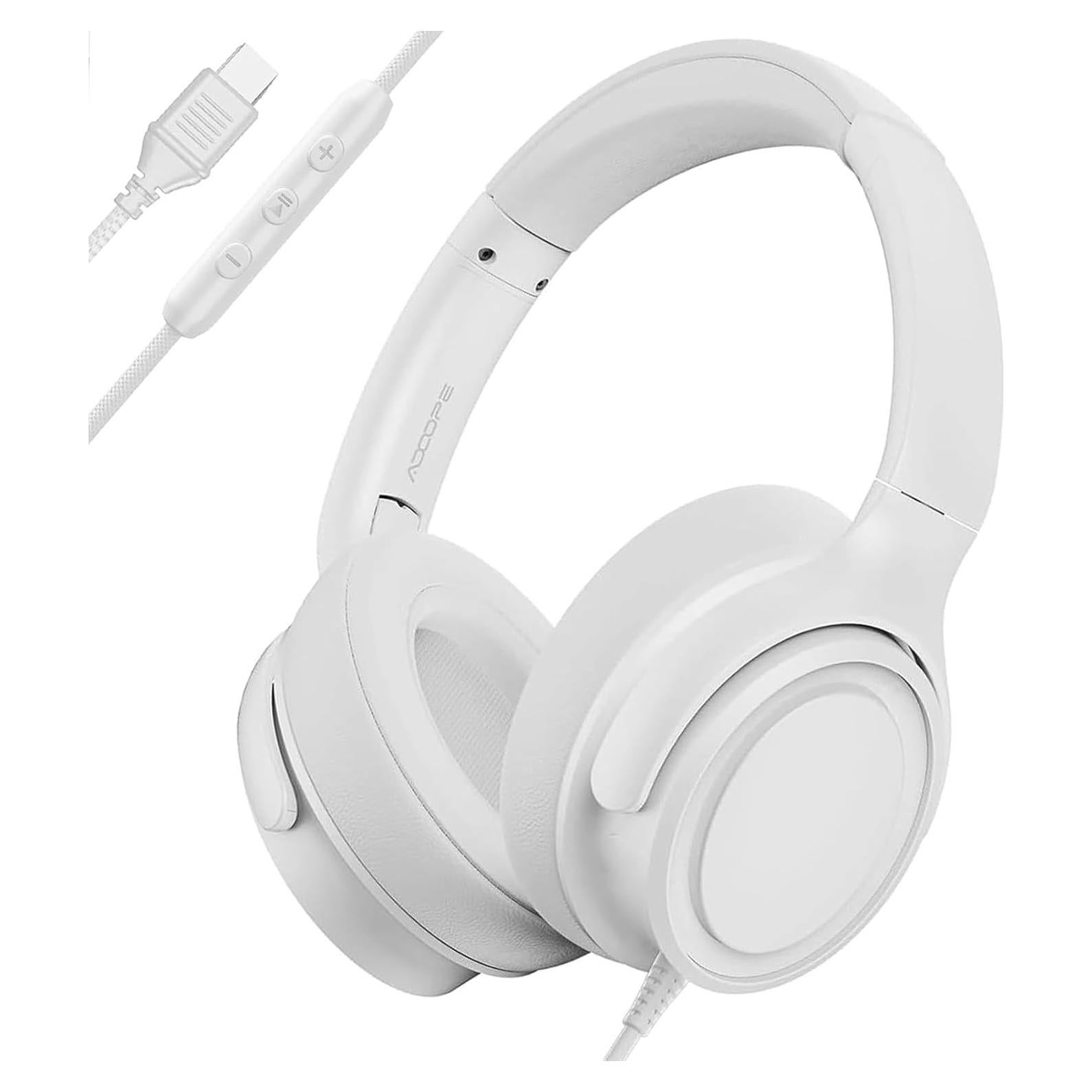 Auriculares con cable ADOOPE AD1000 Tipo C, sonido Hi-Fi, blanco
