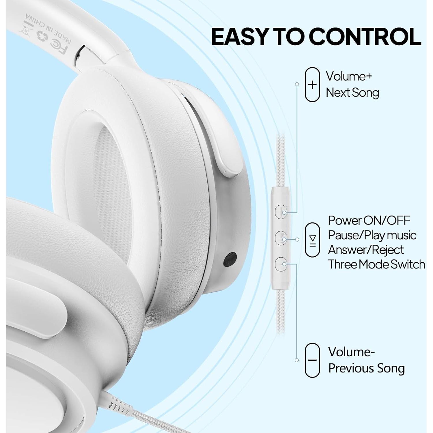 Auriculares con cable ADOOPE AD1000 Tipo C, sonido Hi-Fi, blanco