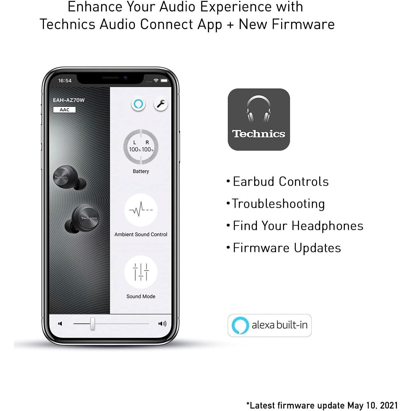 Auriculares Inalámbricos Technics EAH-AZ70W, Sonido Hi-Fi, Negro