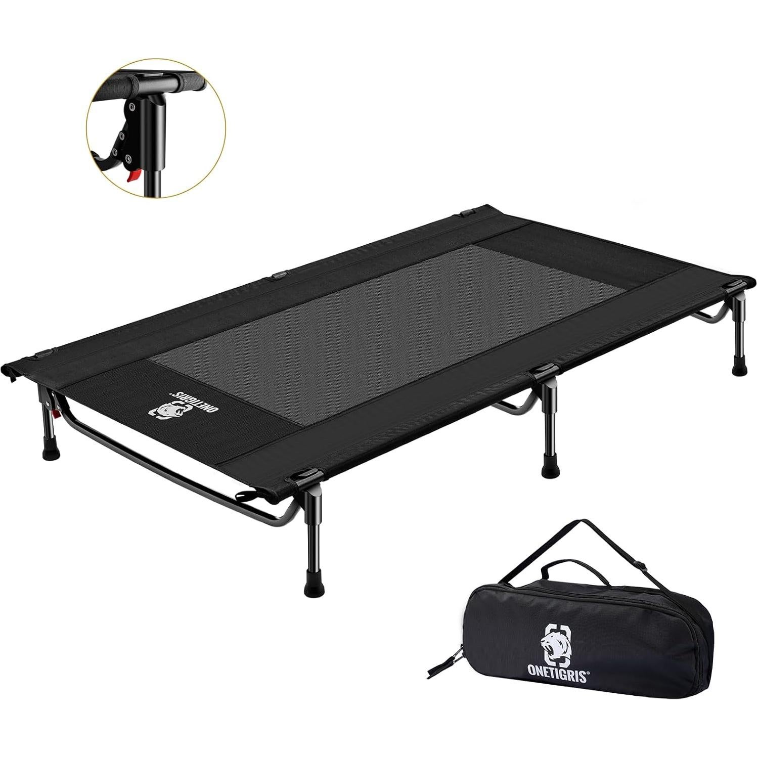 Cama Elevada para Perros OneTigris Mediana Negra, Antideslizante