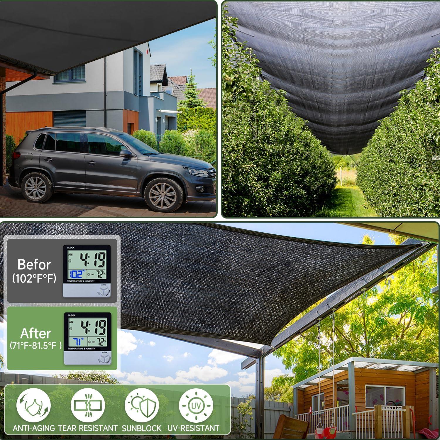 Tela de Sombra 70% FOTMISHU 2m x 2m HDPE Resistente UV