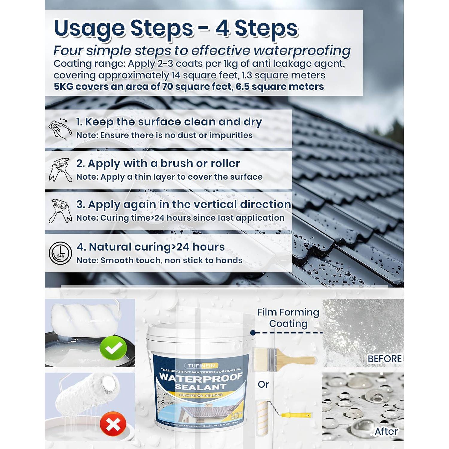 Sellador Impermeable Transparente TUFINEIN 5 Litros Agua