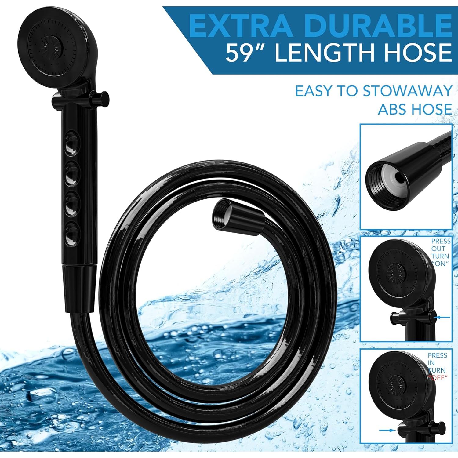 Kit de Ducha Exterior RV Leisure Coachworks Negro 150 cm