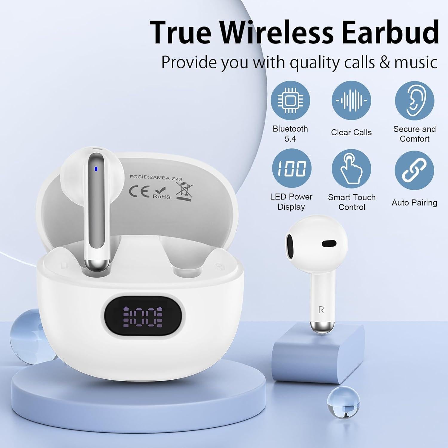 Auriculares Inalámbricos Bluetooth 5.3 S53 con 60H Batería