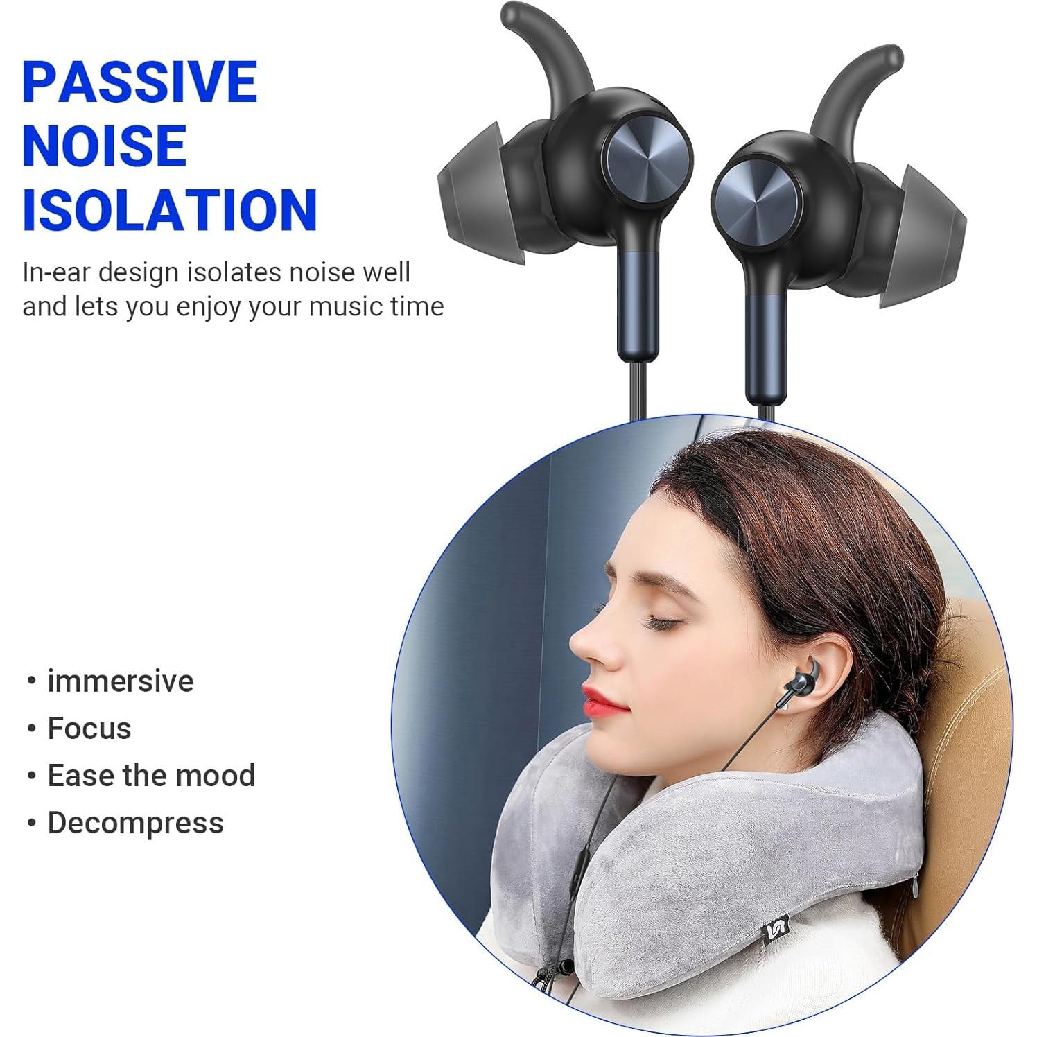 Auriculares con cable ASKUBSKU 3.5mm con micrófono, Negro