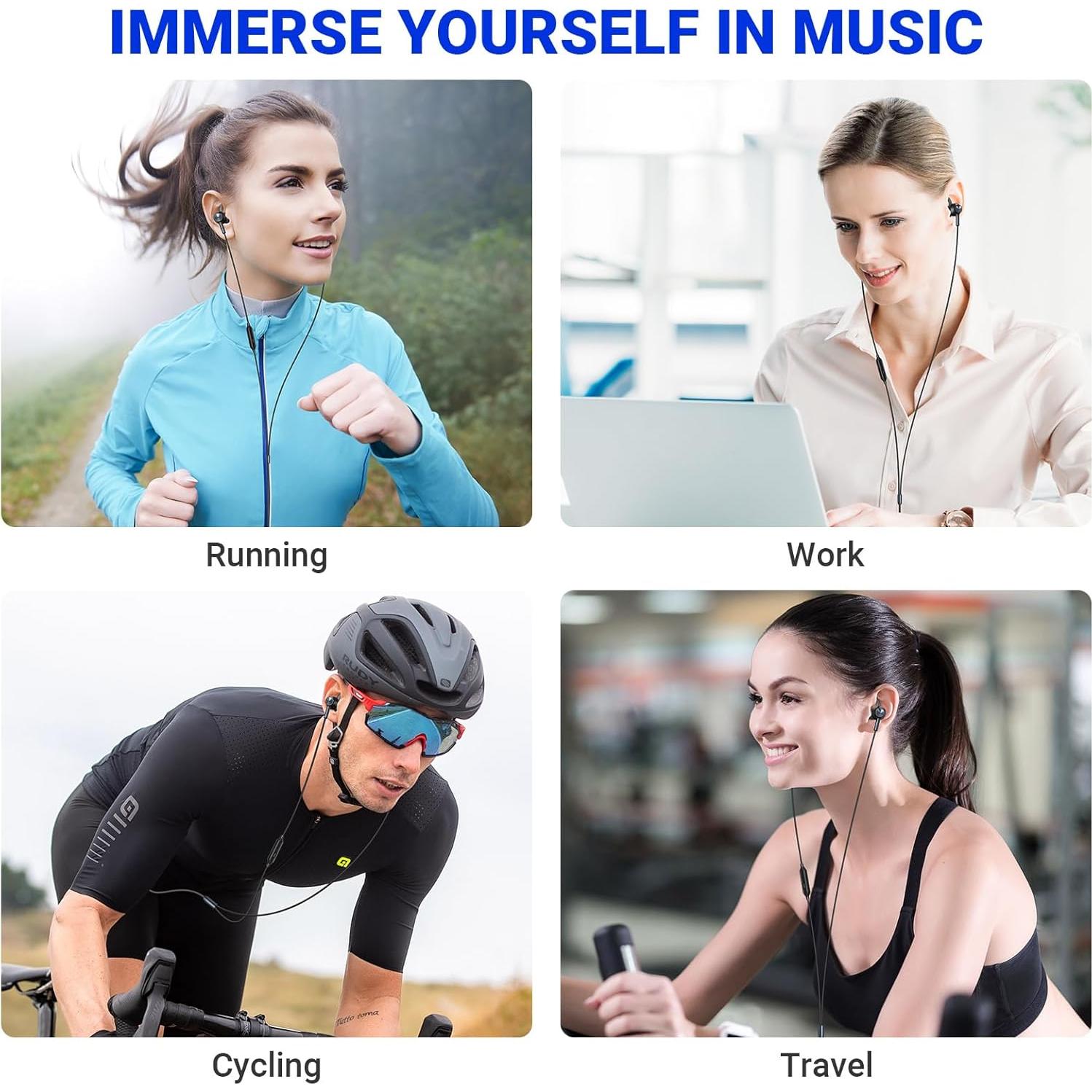 Auriculares con cable ASKUBSKU 3.5mm con micrófono, Negro