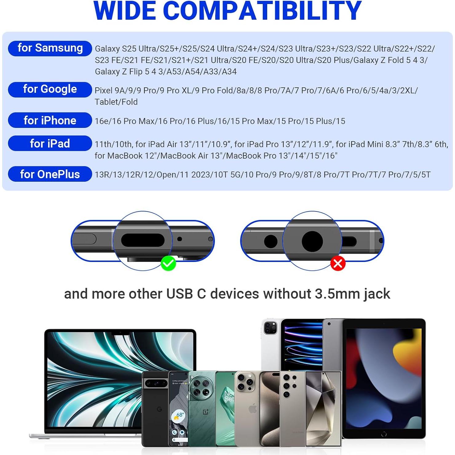 Auriculares USB C ASKUBSKU con micrófono, graves profundos, azul-negro