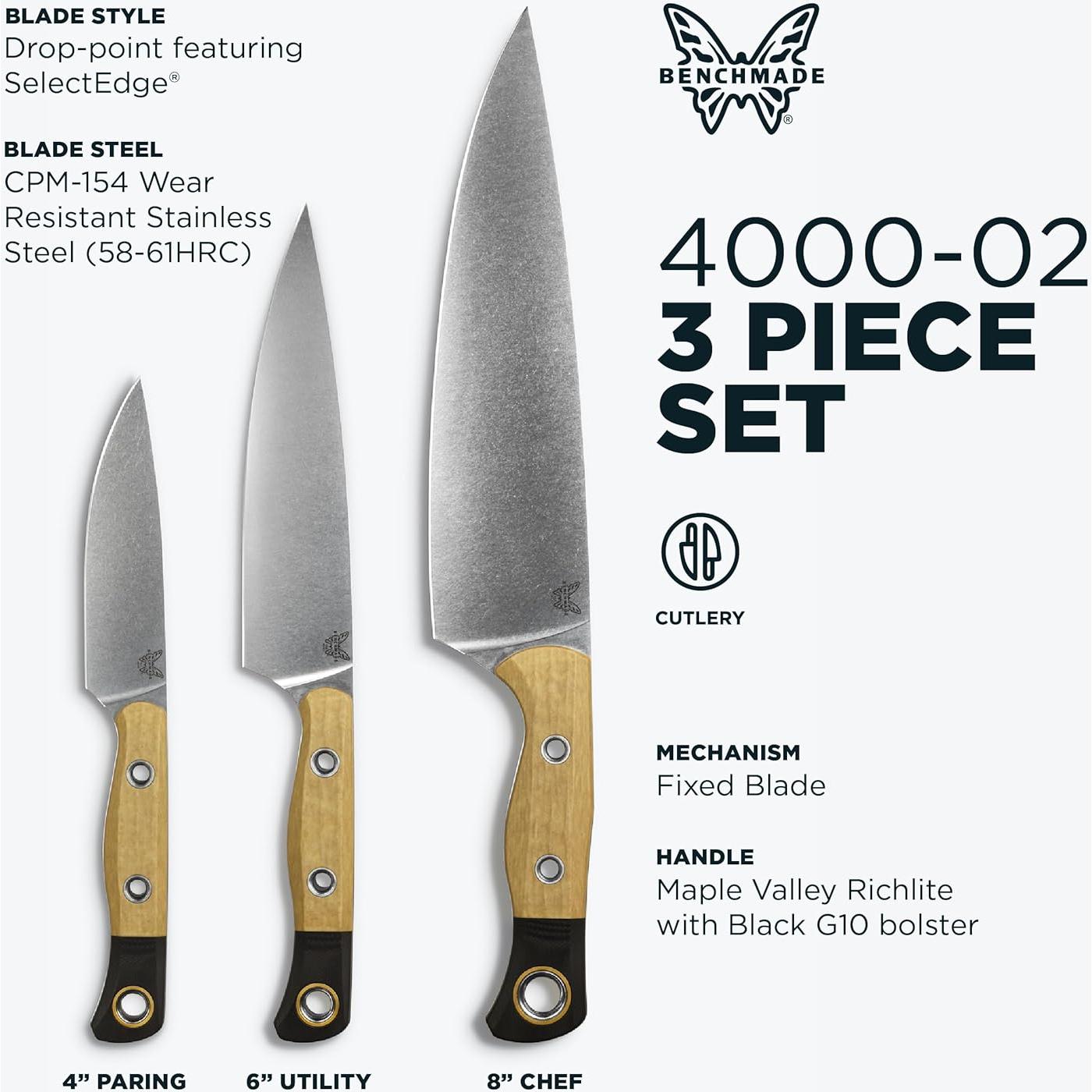 Juego de cuchillos de 3 piezas Benchmade Richlite Maple Valley