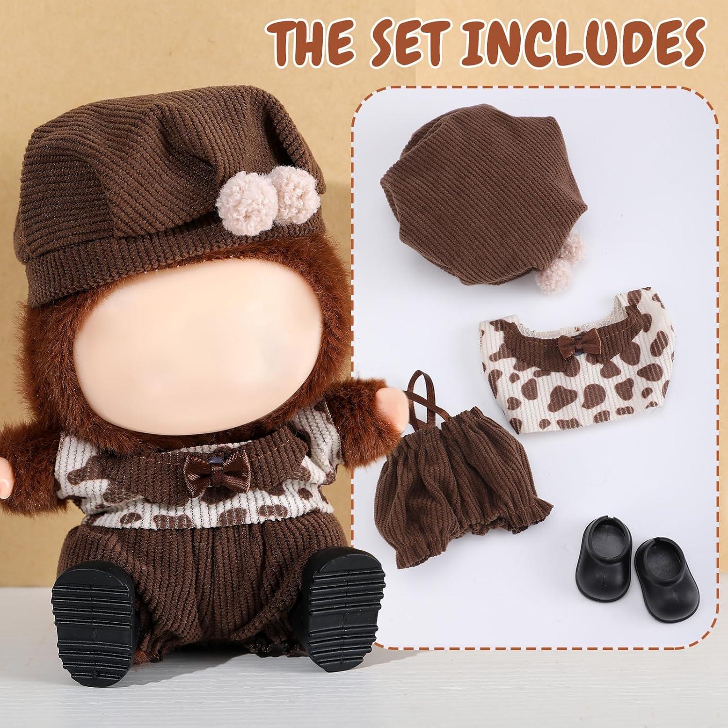 Conjunto de Ropa para Muñeca Frienda 17cm - Overoles Marrones