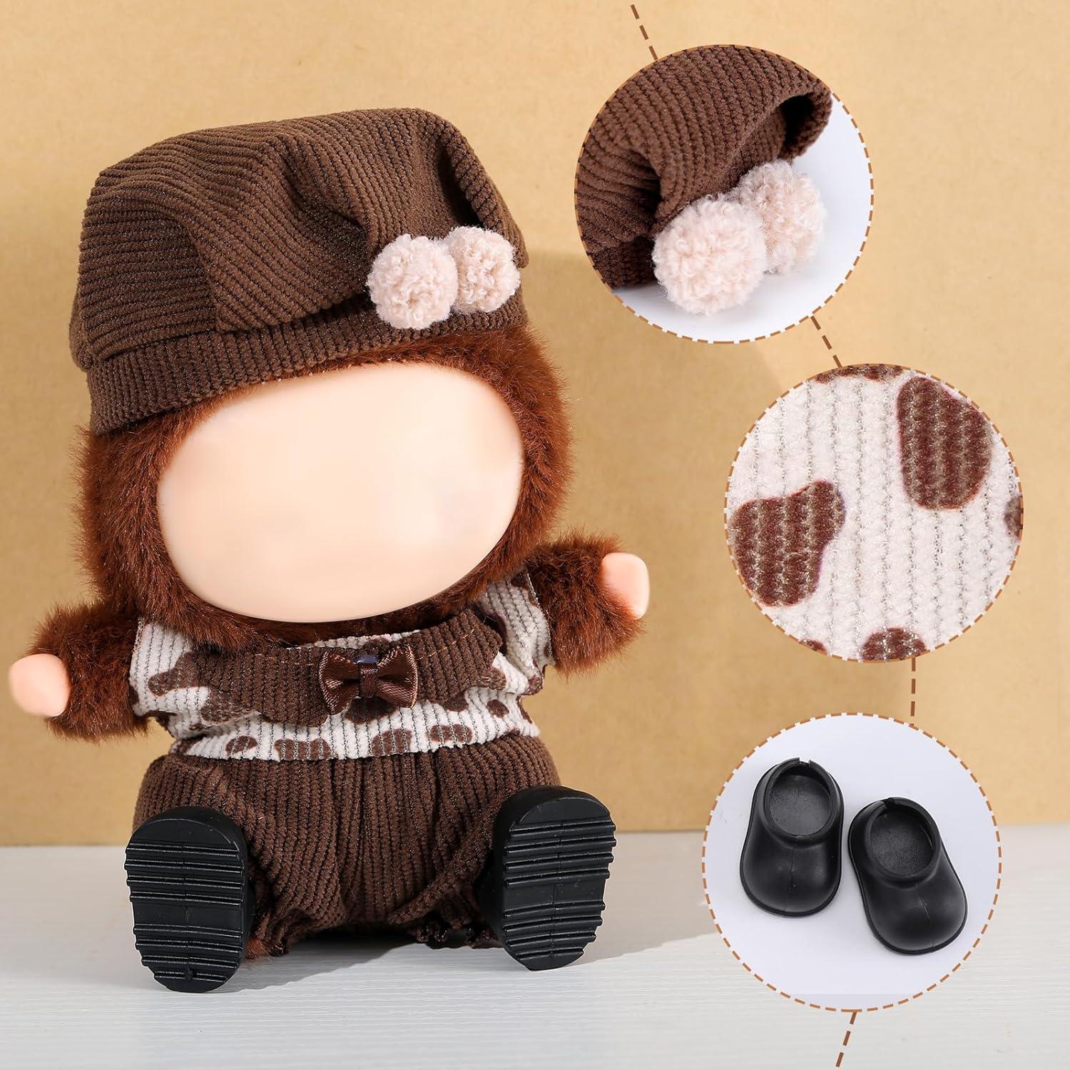 Conjunto de Ropa para Muñeca Frienda 17cm - Overoles Marrones