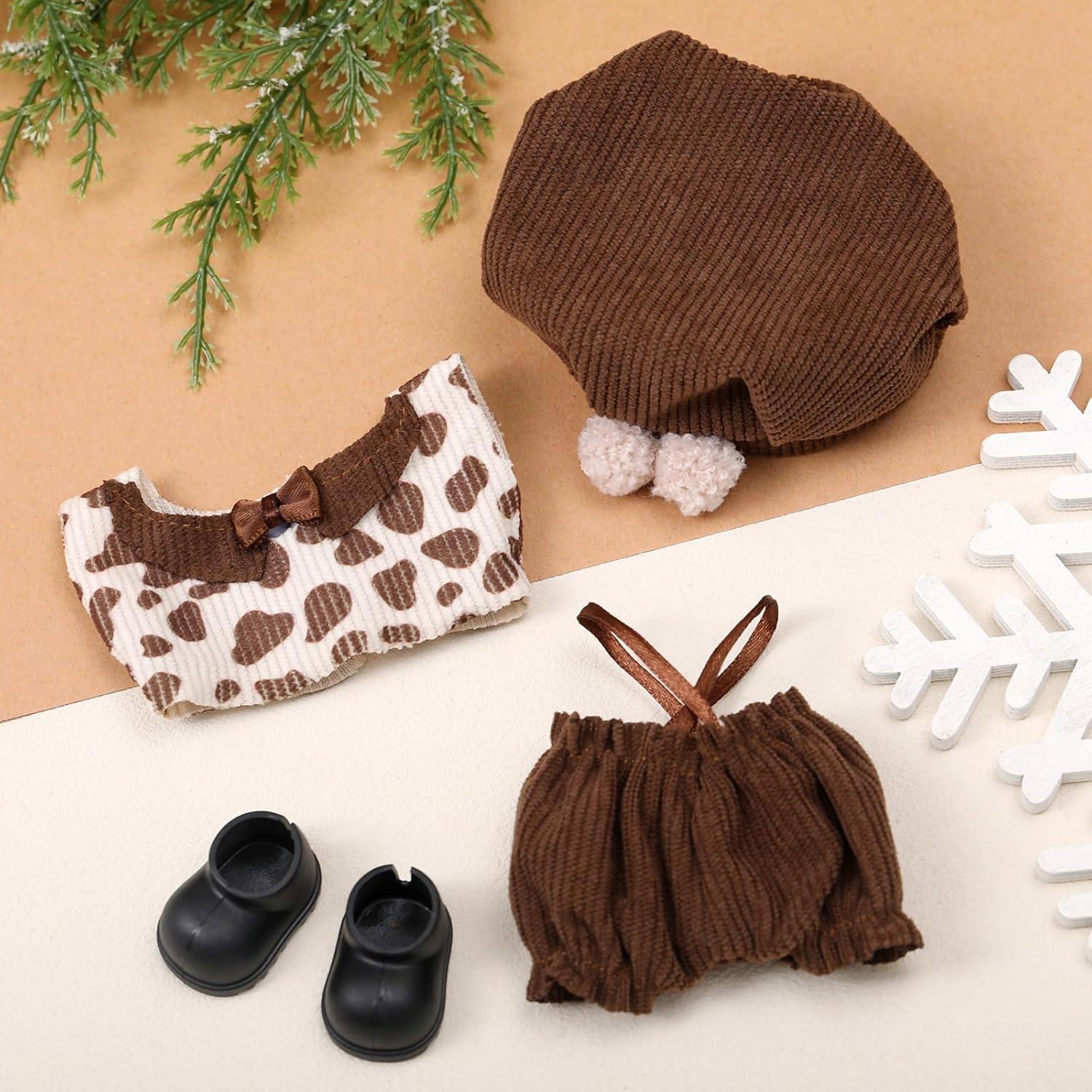 Conjunto de Ropa para Muñeca Frienda 17cm - Overoles Marrones